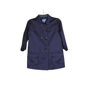 Vera Wang Jacket Womens Sz XS Satin Purple 3/4 Sleeve Double Breasted Collared